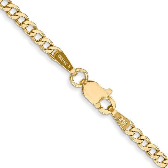 14k 2.5mm Semi-Solid Curb Link Chain