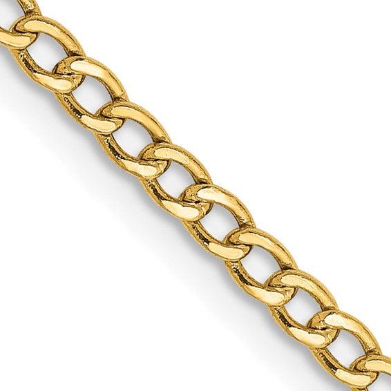 14k 2.5mm Semi-Solid Curb Link Chain