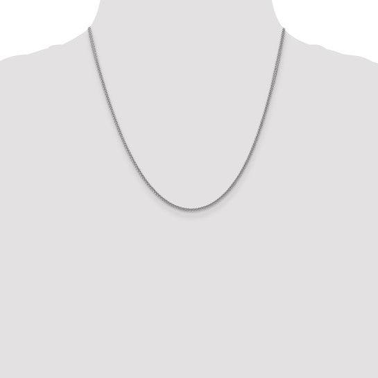 14k White Gold 2mm Semi-solid 3-Wire Wheat Chain