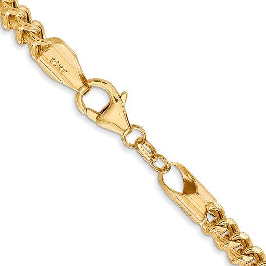 14k Yellow Gold 3.7mm Semi Solid Franco Chain