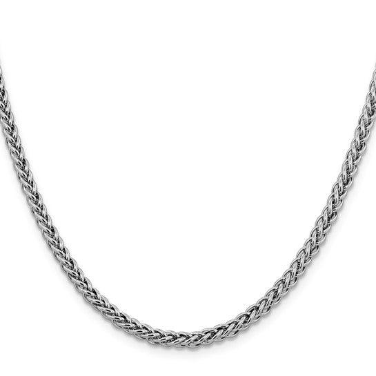14k White Gold 4.30mm Semi-solid 3-Wire Wheat Chain