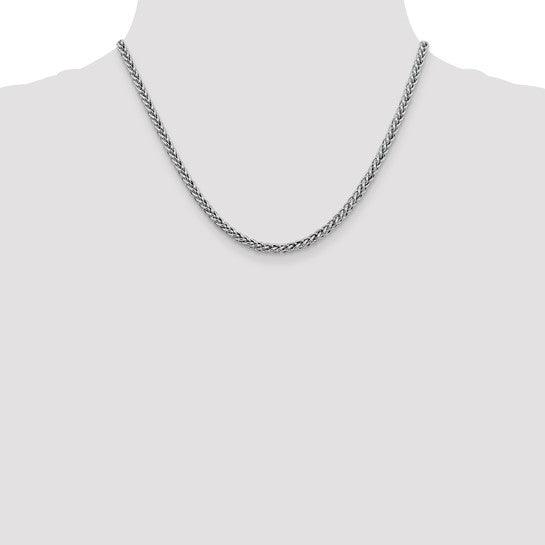 14k White Gold 4.30mm Semi-solid 3-Wire Wheat Chain