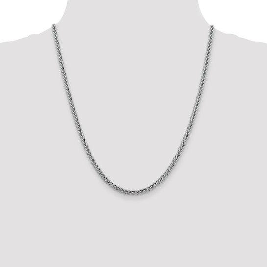 14k White Gold 4.30mm Semi-solid 3-Wire Wheat Chain