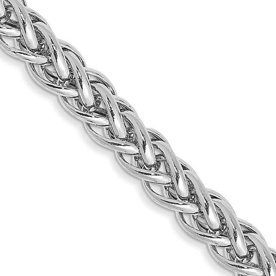 14k White Gold 4.30mm Semi-solid 3-Wire Wheat Chain