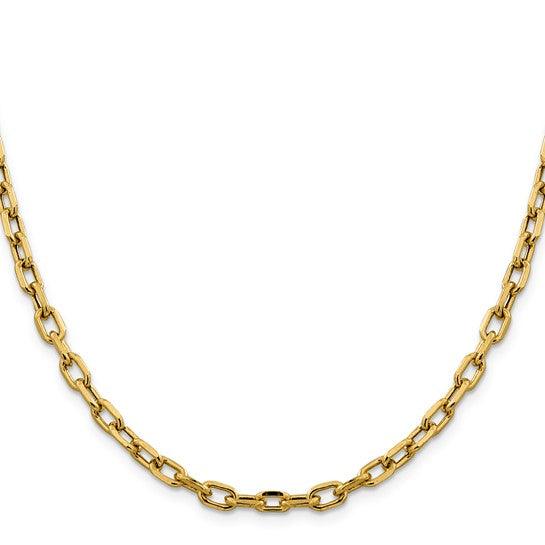 14k Semi-solid Diamond Cut 4.9mm Open Link Cable Chain