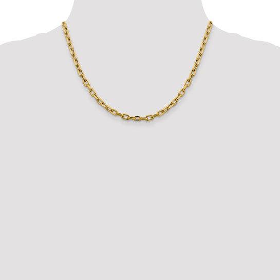14k Semi-solid Diamond Cut 4.9mm Open Link Cable Chain