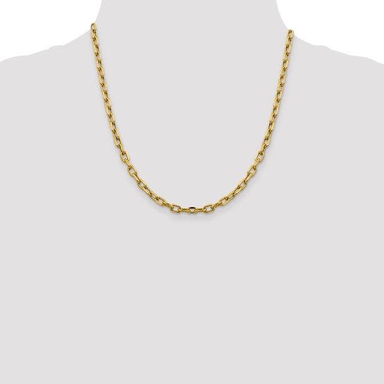 14k Semi-solid Diamond Cut 4.9mm Open Link Cable Chain