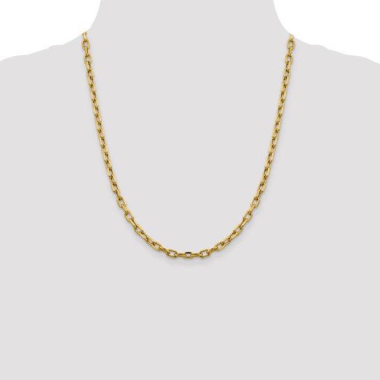 14k Semi-solid Diamond Cut 4.9mm Open Link Cable Chain