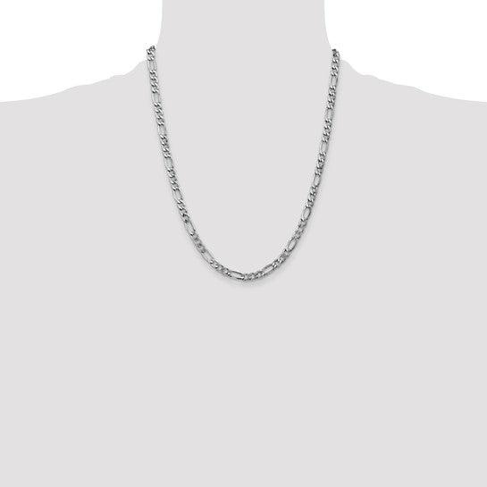 14k White Gold 5.75mm Semi-Solid Figaro Chain