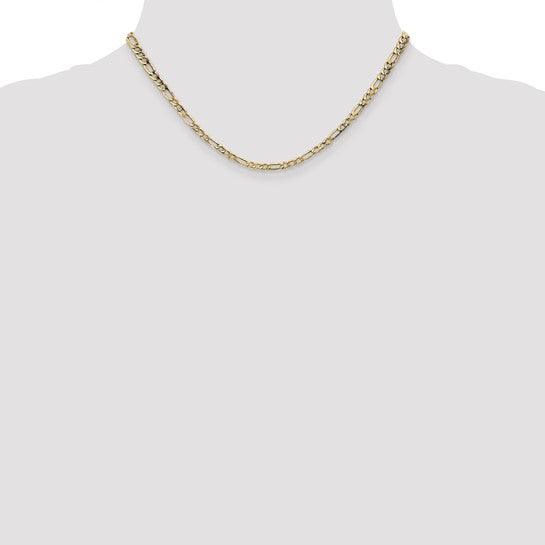 14k 3.5mm Semi-Solid Figaro Chain