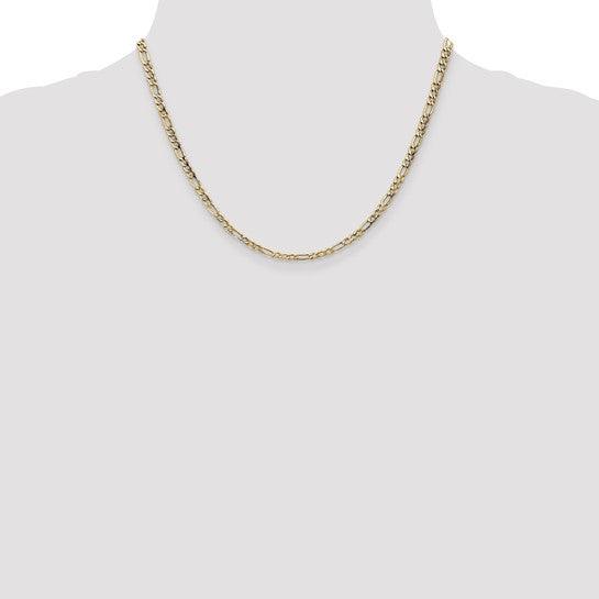 14k 3.5mm Semi-Solid Figaro Chain