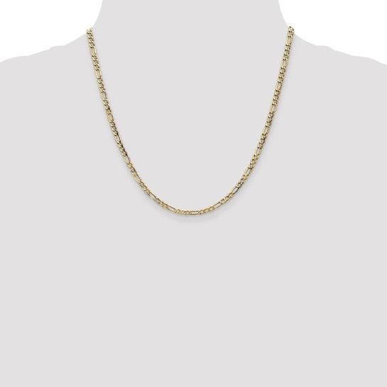 14k 3.5mm Semi-Solid Figaro Chain