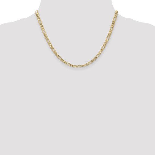 14k 4.20mm Semi-Solid Figaro Chain