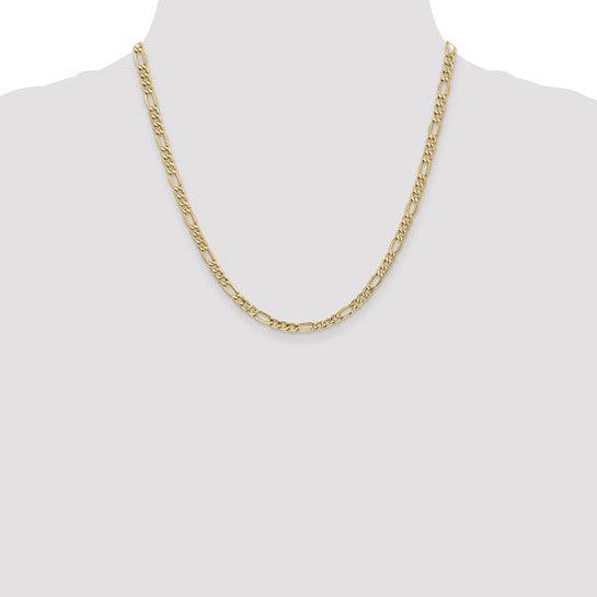 14k 4.20mm Semi-Solid Figaro Chain