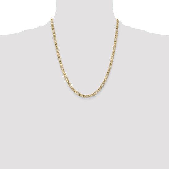 14k 4.20mm Semi-Solid Figaro Chain