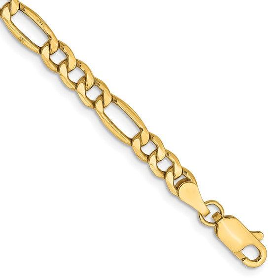 14k 4.30mm Semi-Solid Figaro Bracelet