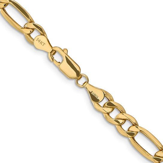 14k 6.25mm Semi-Solid Figaro Chain