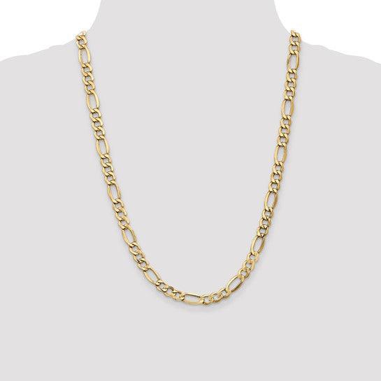 14k 7.3mm Semi-Solid Figaro Chain