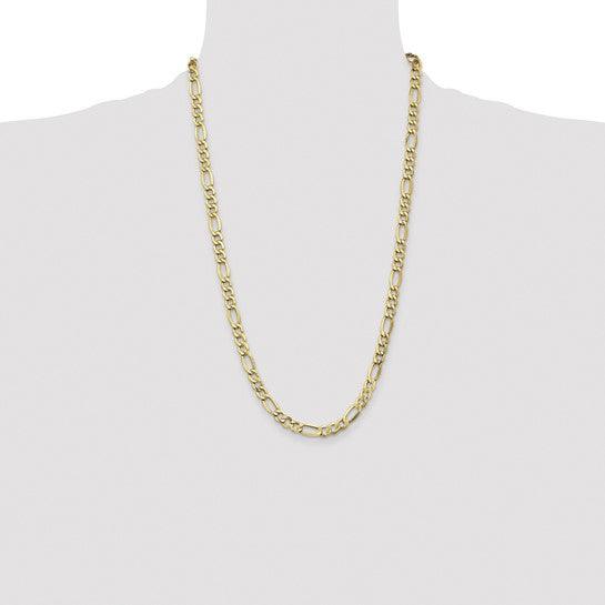 14k 7.3mm Semi-Solid Figaro Chain