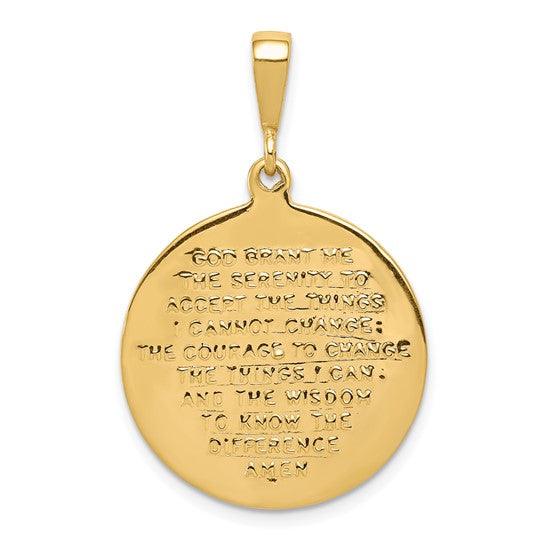 14k Praying Hands & Serenity Prayer Pendant