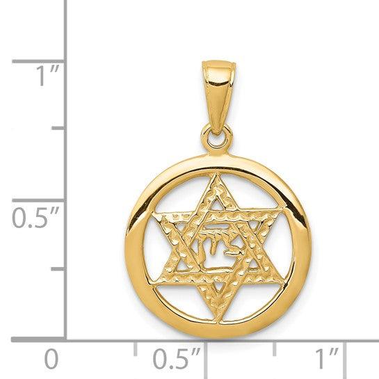 14k Jewish Chi in Star of David Pendant