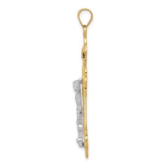 14K Two-tone INRI Crucifix Pendant B