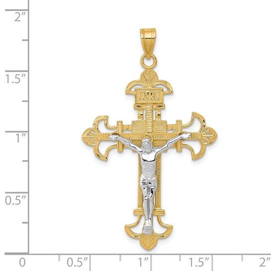 14K Two-tone INRI Crucifix Pendant B