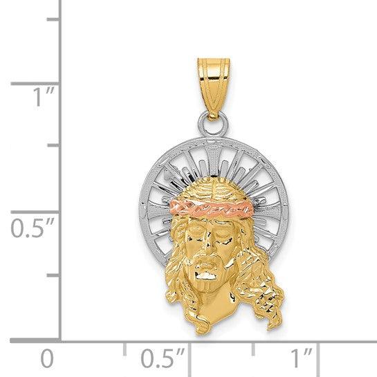 14k Tri-color Jesus Pendant