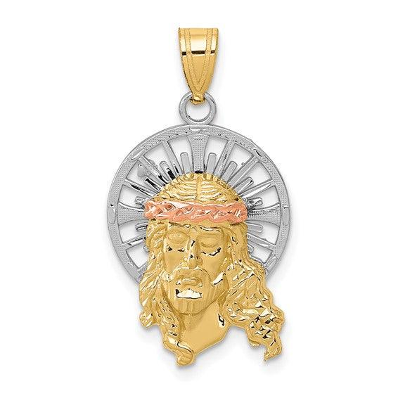 14k Tri-color Jesus Pendant