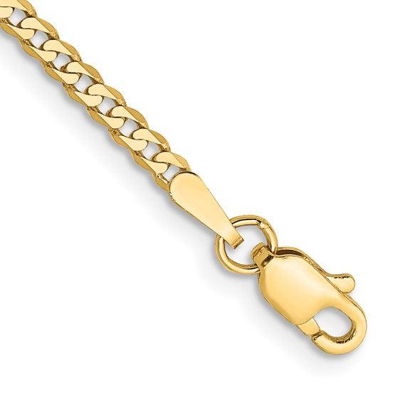 14k 2.2mm Beveled Curb Anklet
