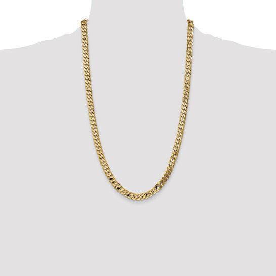 14k 7.25mm Beveled Curb Chain