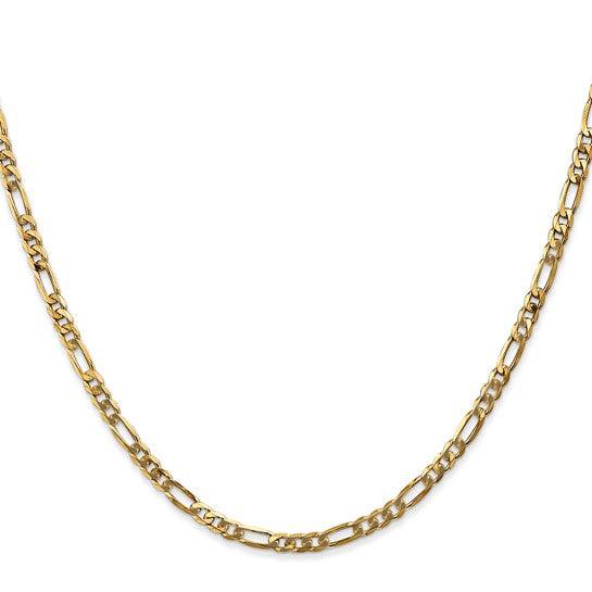 14k 3.00mm Flat Figaro Chain
