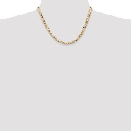 14k 5.25mm Concave Open Figaro Chain