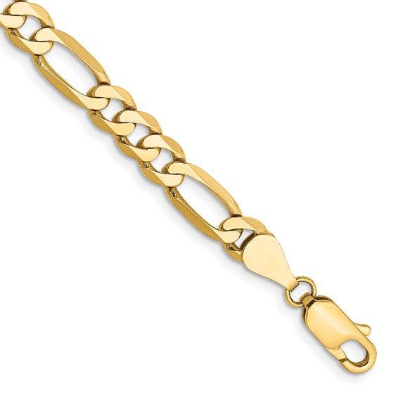 14k 5.25mm Flat Figaro Bracelet