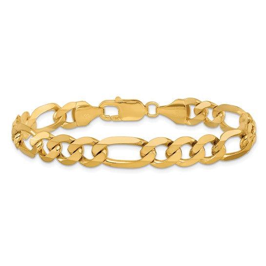 14k 8.75mm Flat Figaro Bracelet