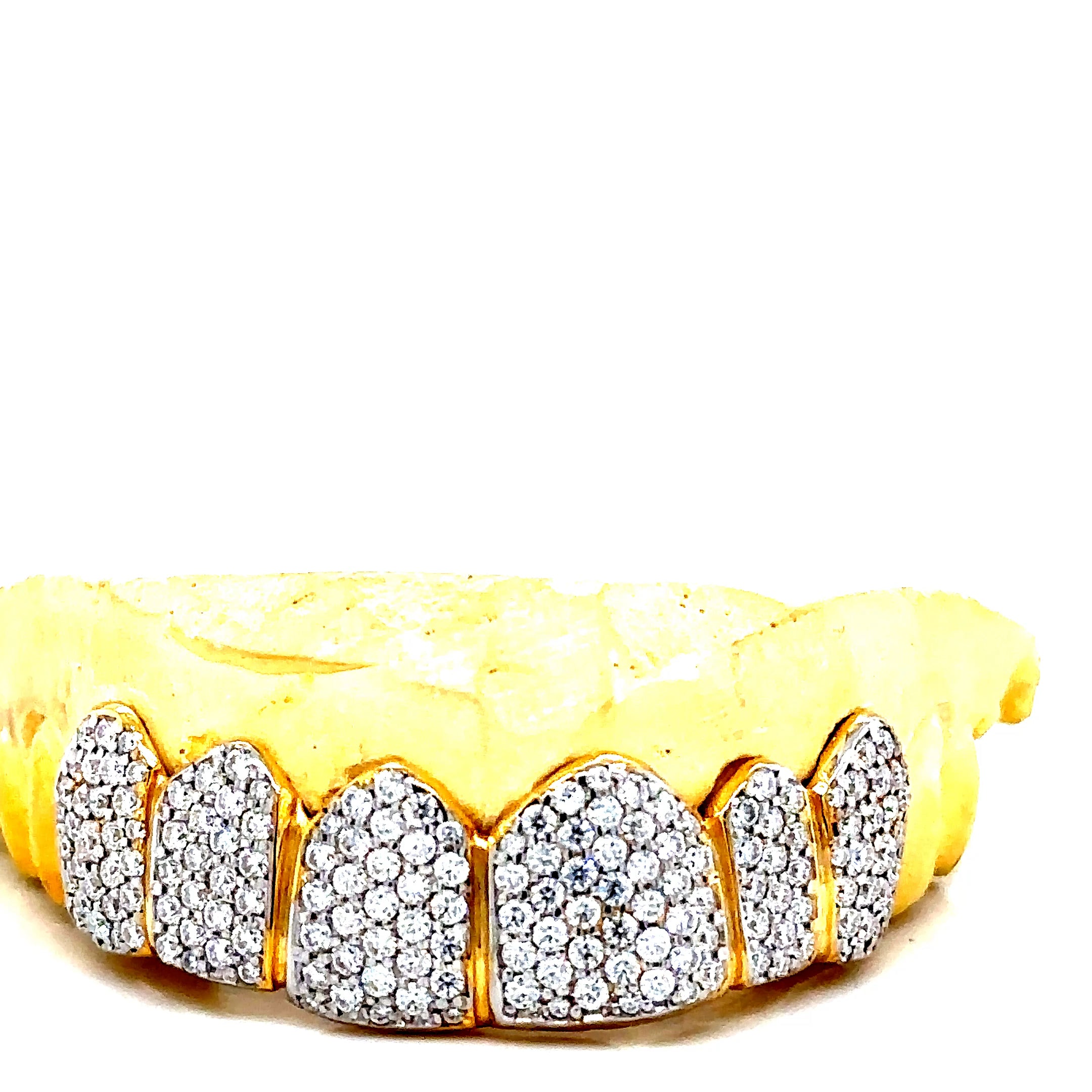 6pc Gold Moissanite Honeycomb Grillz