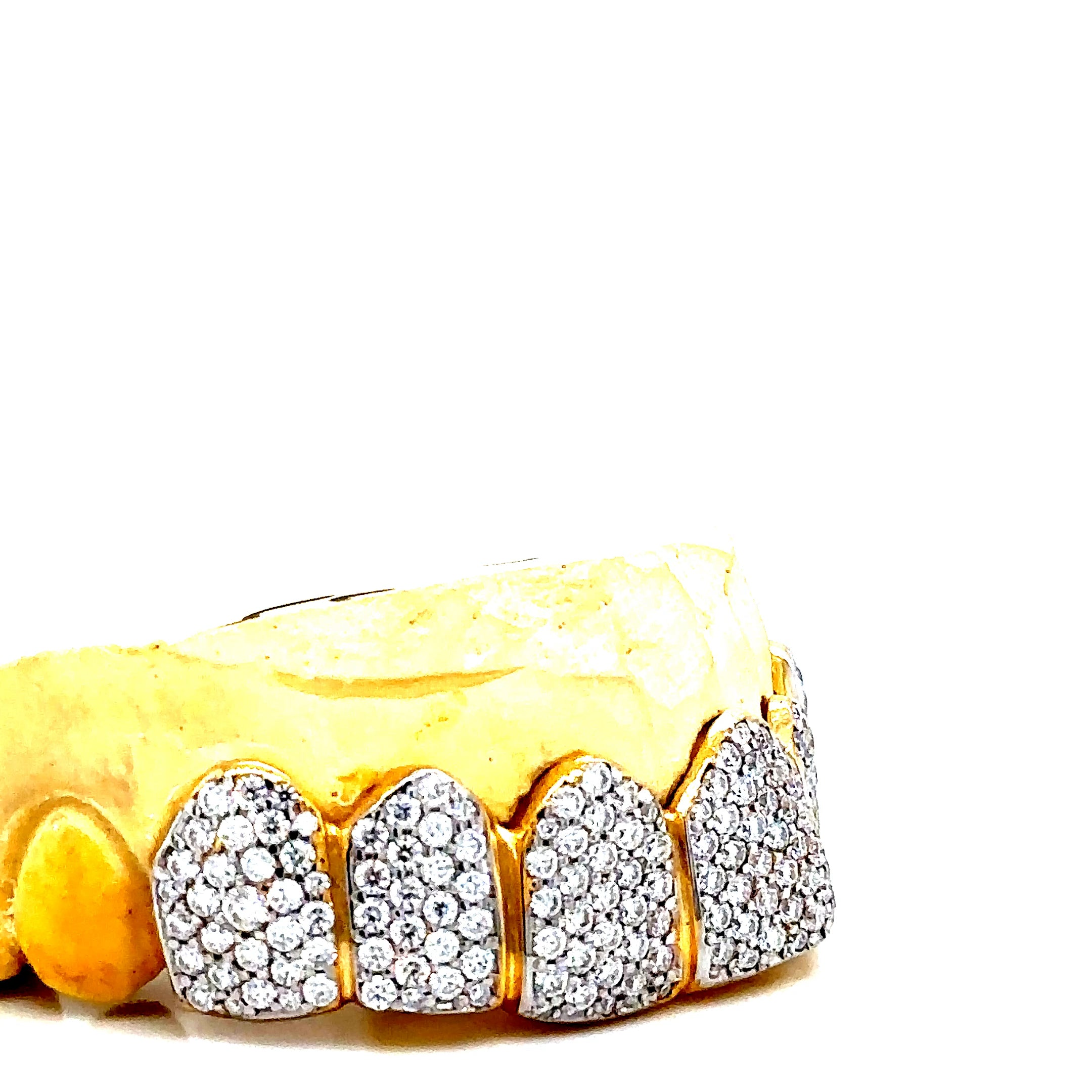6pc Gold Moissanite Honeycomb Grillz