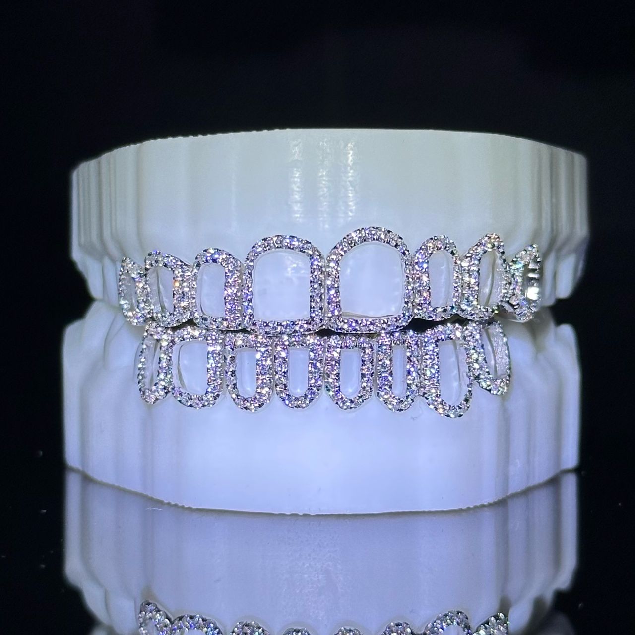 16pc Silver Open Face Moissanite Grillz