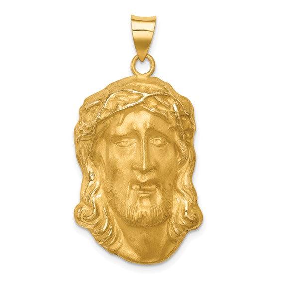 14k Polished Satin Large Jesus Medal