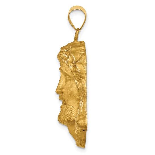14k Polished Satin Large Jesus Medal