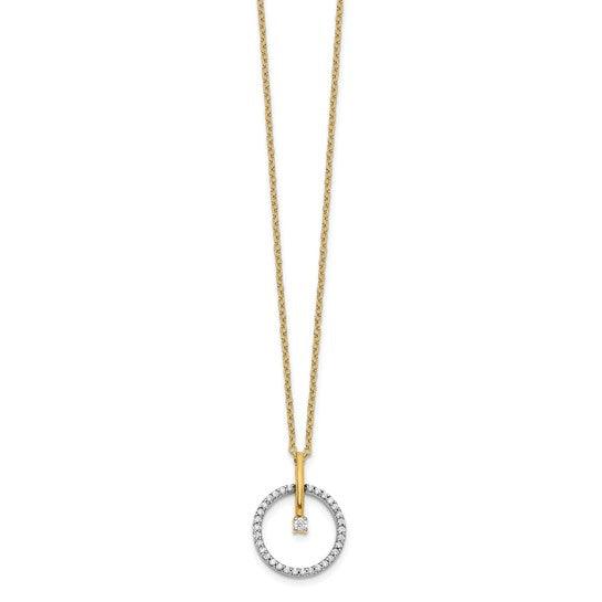 14k Two-tone Diamond Circle Necklace