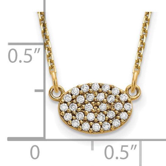 14k Diamond Cluster Oval Necklace