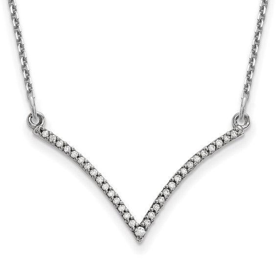 14k Gold Diamond V Necklace