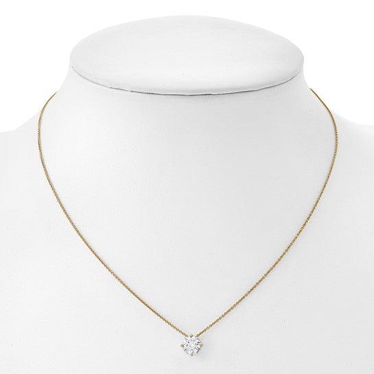 14k 4.0mm Round Moissanite Solitaire Pendant on cable chain