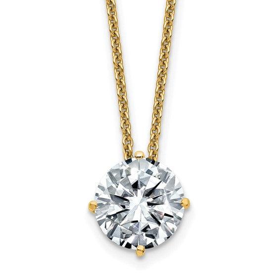 14k 4.0mm Round Moissanite Solitaire Pendant on cable chain