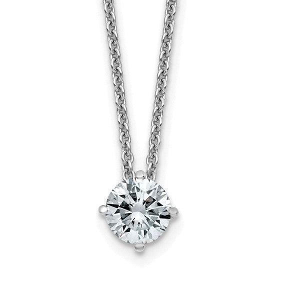 14k 4.0mm Round Moissanite Solitaire Pendant on cable chain
