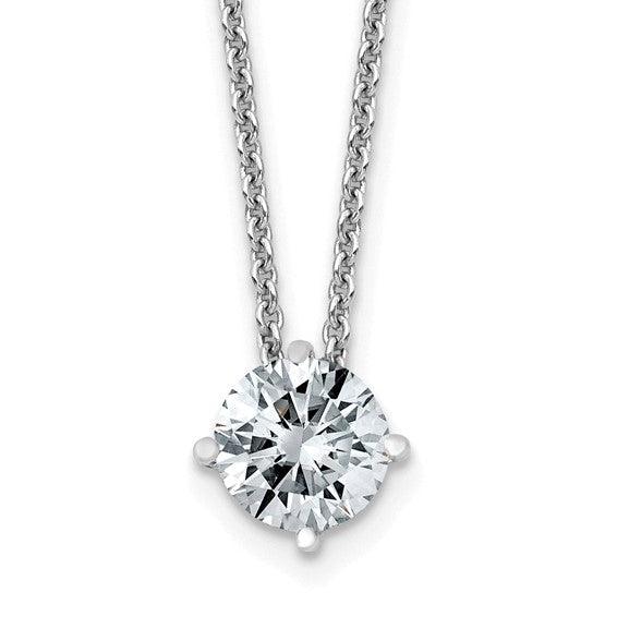 14k 4.0mm Round Moissanite Solitaire Pendant on cable chain