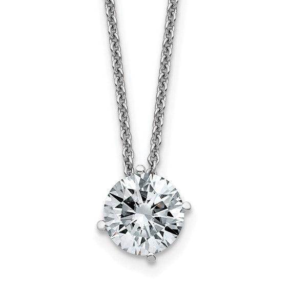 14k 4.0mm Round Moissanite Solitaire Pendant on cable chain
