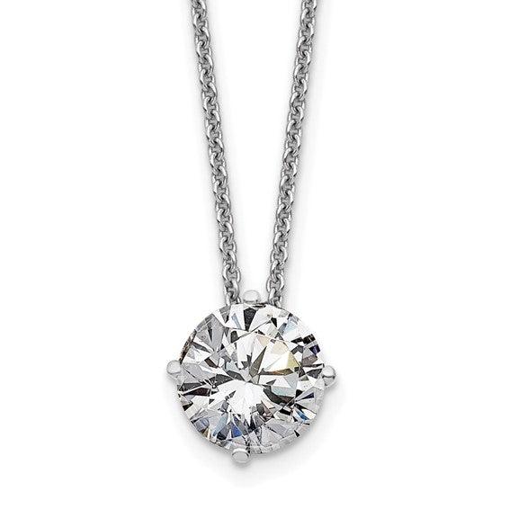 14k 4.0mm Round Moissanite Solitaire Pendant on cable chain