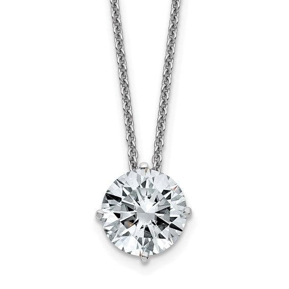 14k 4.0mm Round Moissanite Solitaire Pendant on cable chain